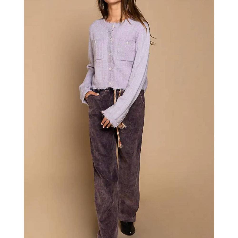 NEW POL luxe cardigan in powder lavender - Picture 4 of 5
